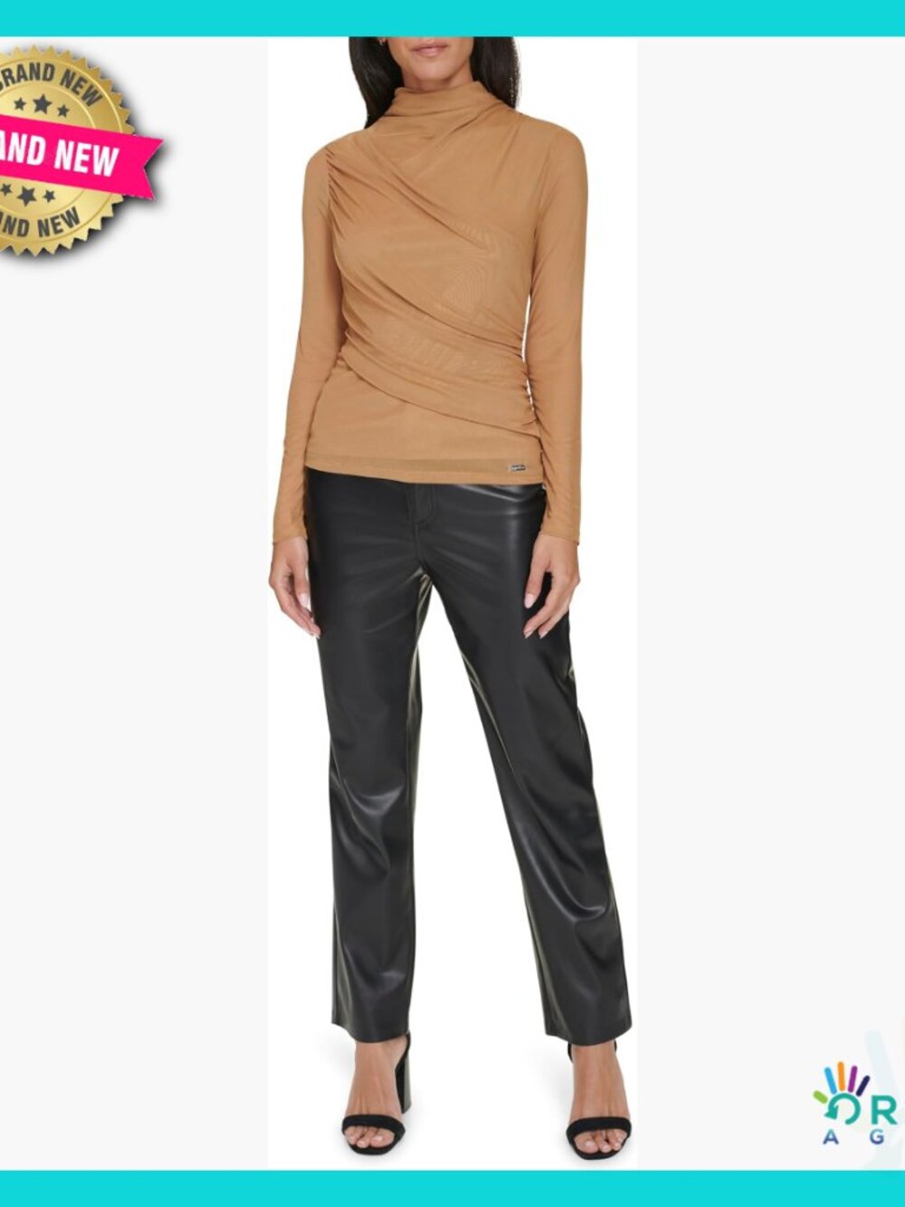 Long Sleeve Mockneck Top Draped Front Chic Minimal Elegant Sportswear